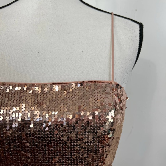 Jay Godfrey Maurice Rose Gold Sequin Dress Size 4 Cocktail Party Midi Slit - Picture 8 of 10